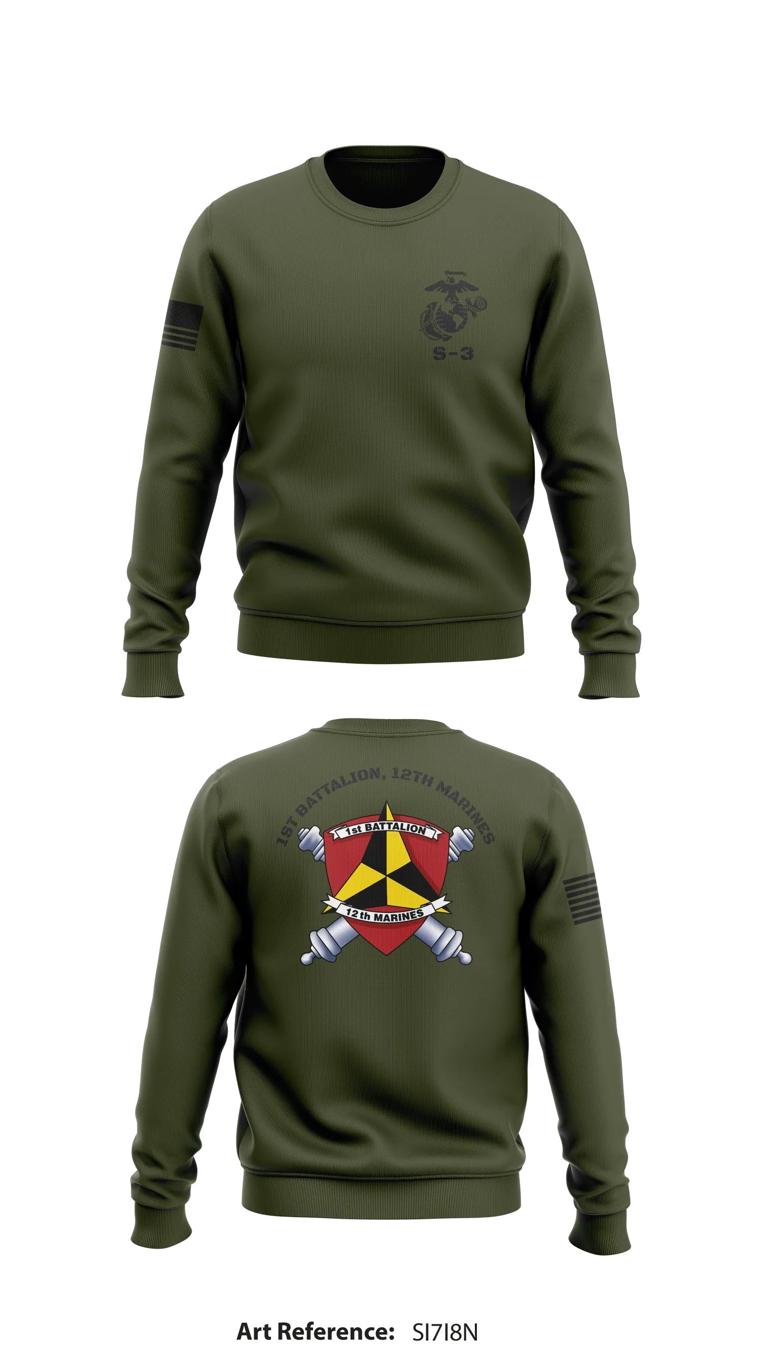 1st Battalion, 12th Marines Store 1 Core Men's Crewneck Performance Sweatshirt - SI7i8N