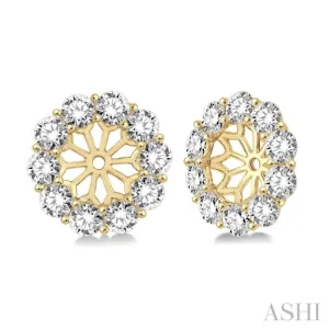 3/4 ctw Round Cut Diamond Earring Jacket in 14K Yellow Gold