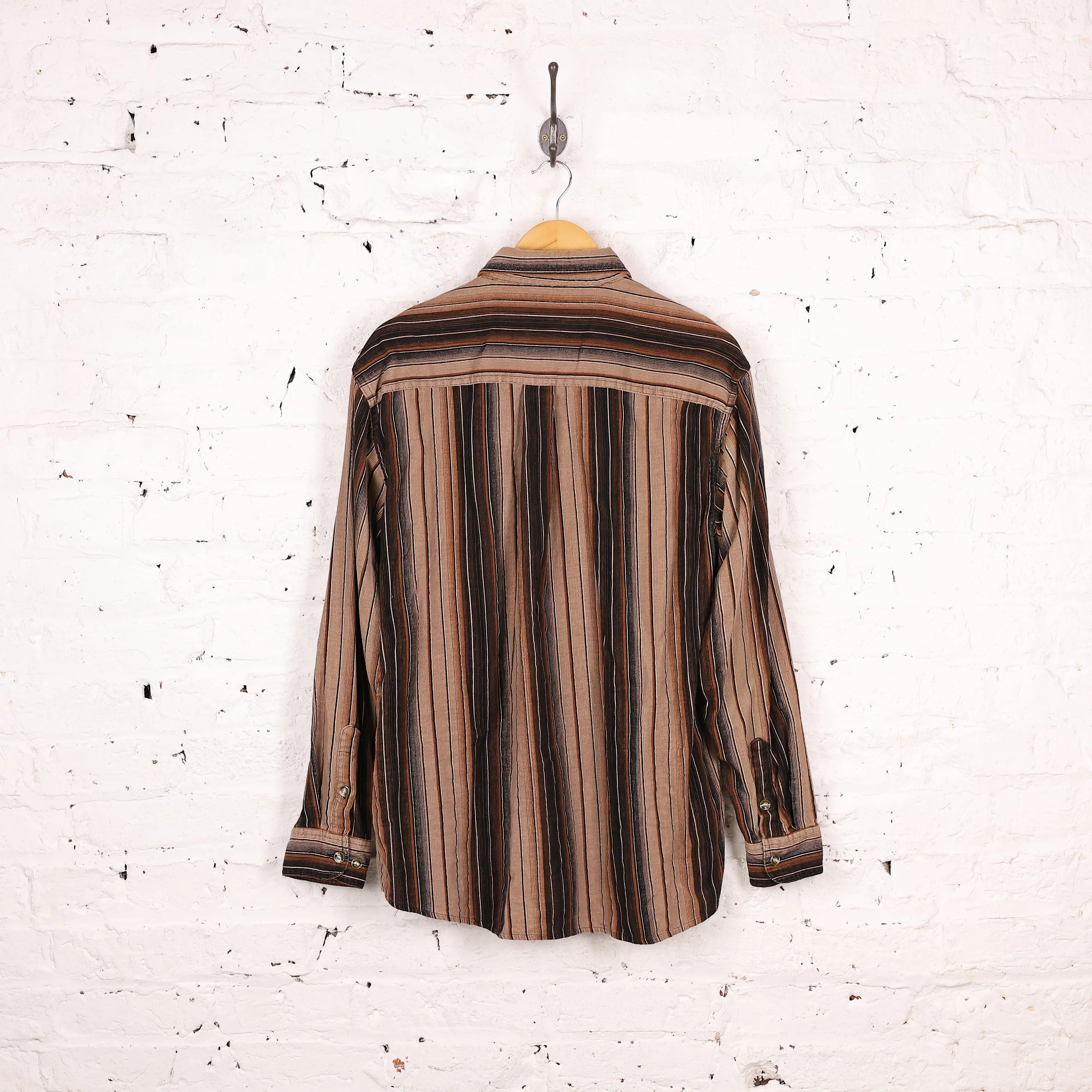90s Striped Corduroy Shirt - Brown - XL