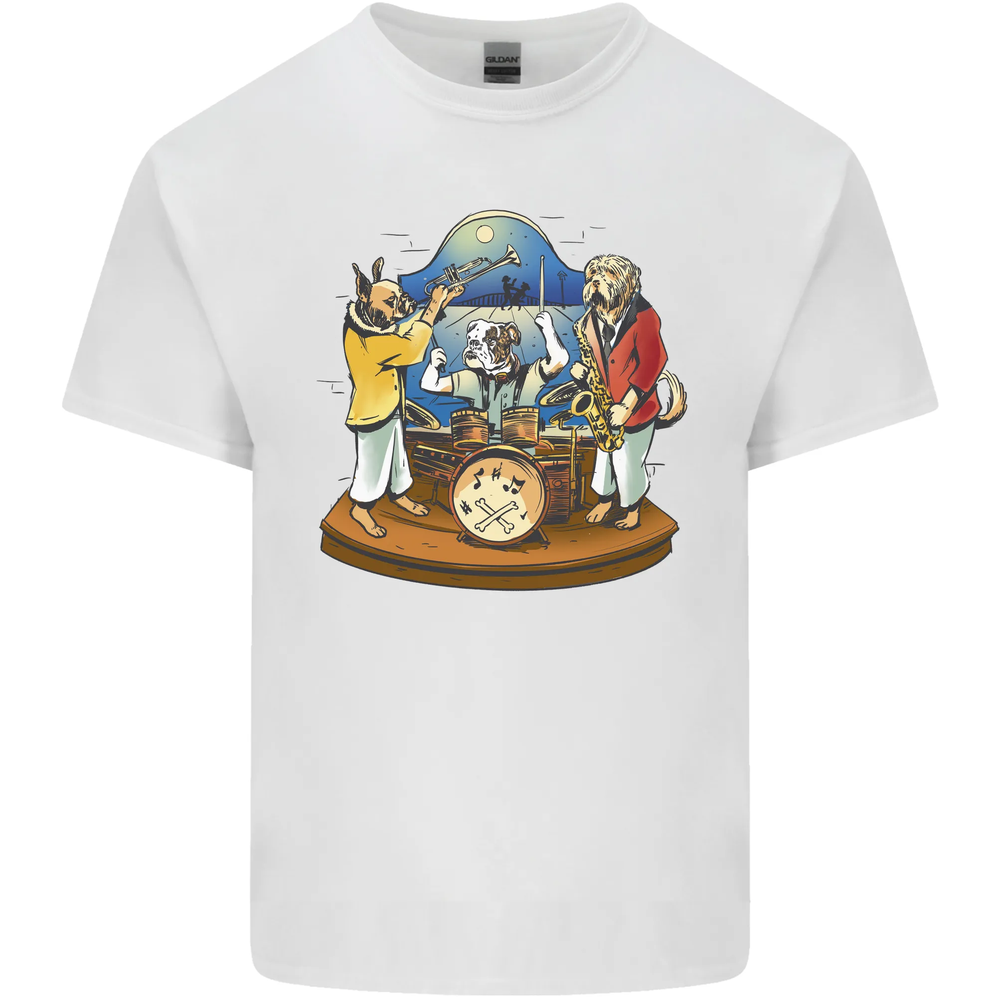 A Dog Jazz Band Music Drums Trumpet Mens Light Cotton T-Shirt