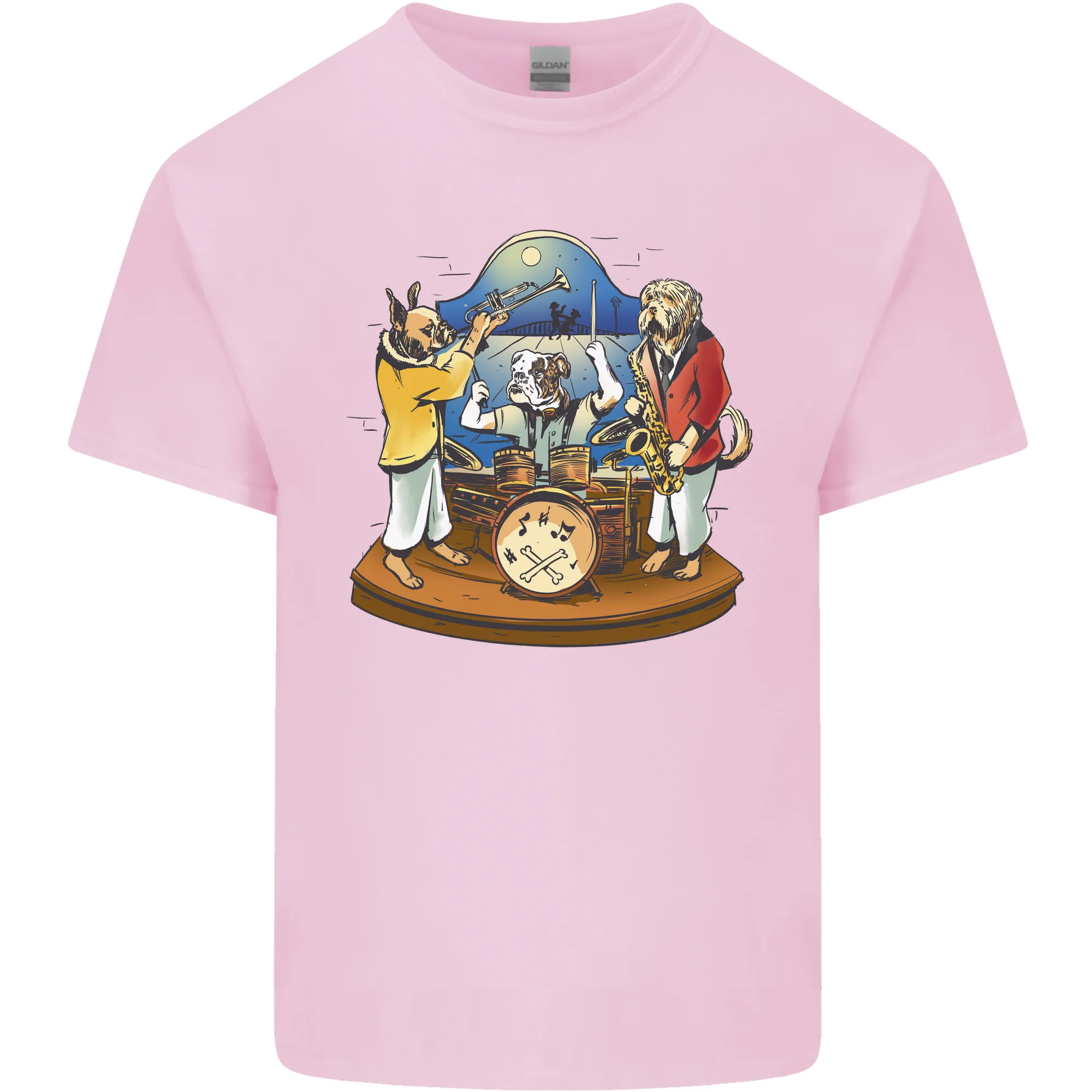 A Dog Jazz Band Music Drums Trumpet Mens Light Cotton T-Shirt