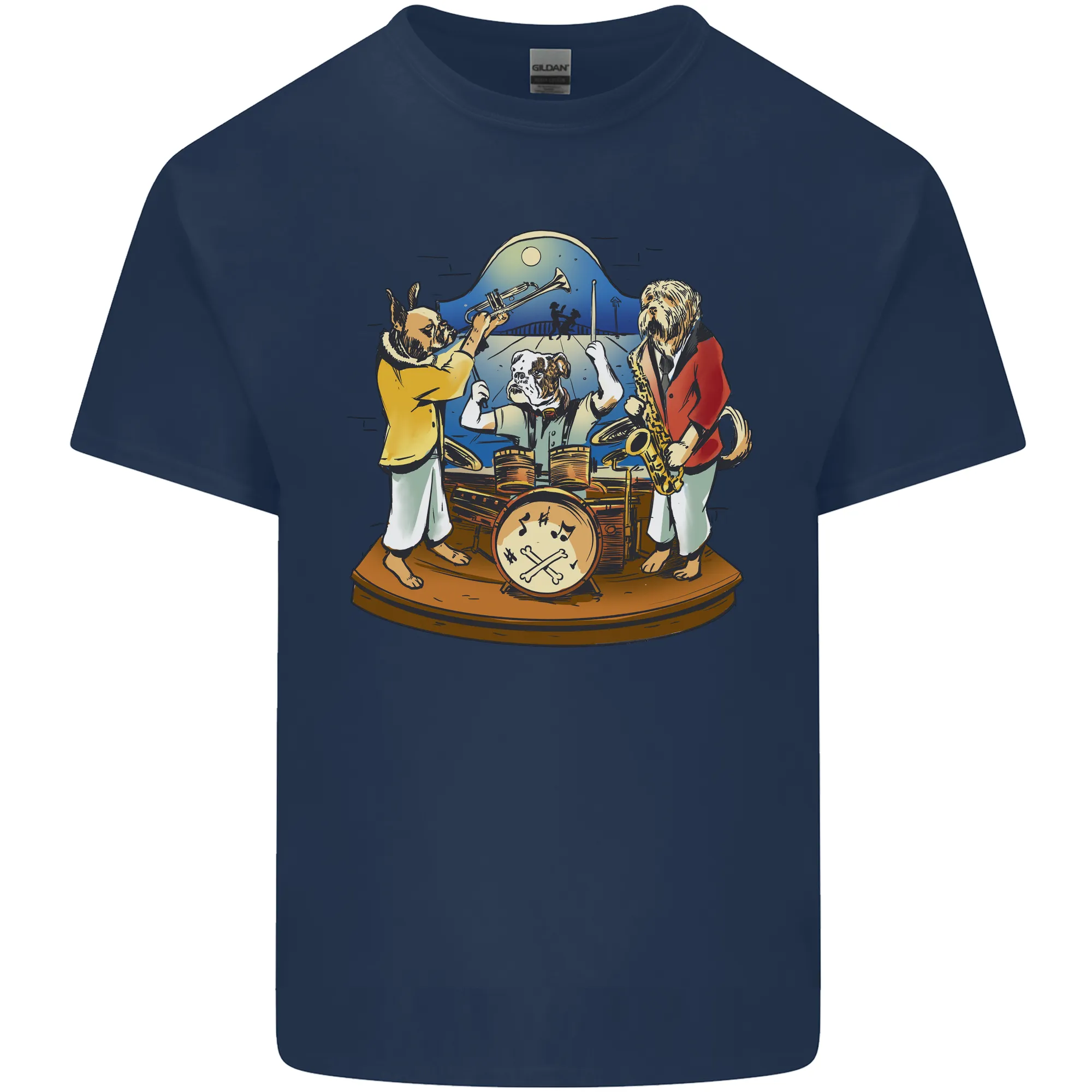 A Dog Jazz Band Music Drums Trumpet Mens Light Cotton T-Shirt