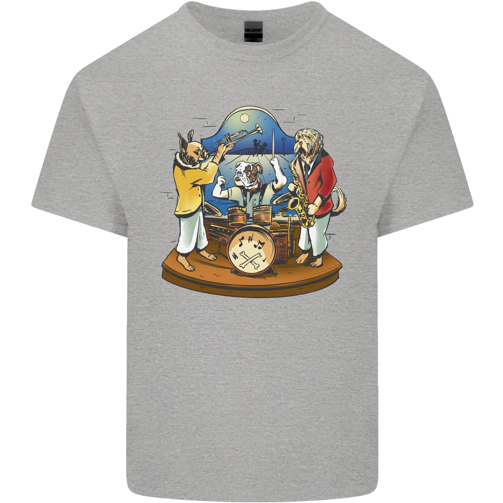 A Dog Jazz Band Music Drums Trumpet Mens Light Cotton T-Shirt