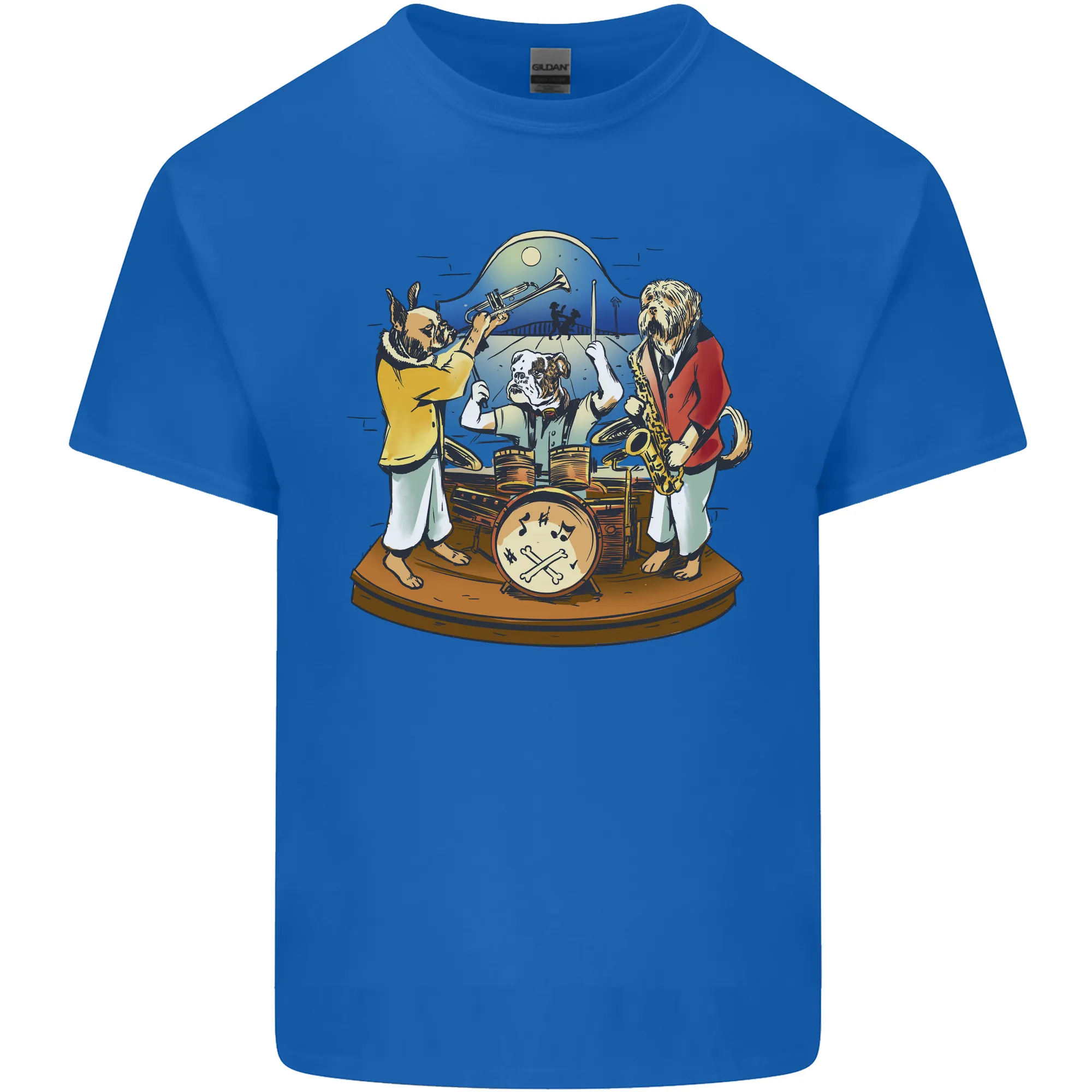 A Dog Jazz Band Music Drums Trumpet Mens Light Cotton T-Shirt