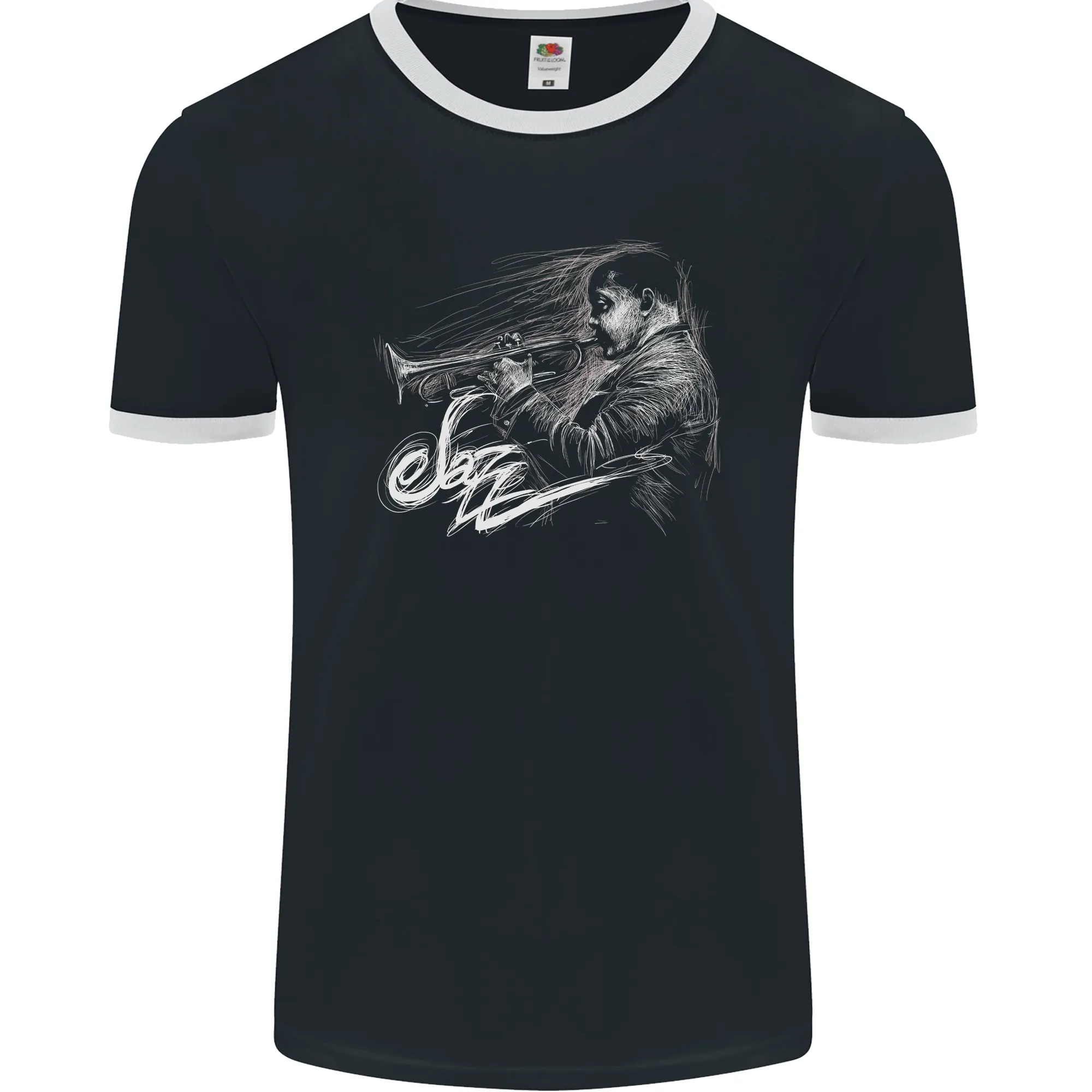 A Jazz Player Playing the Trumpet Mens Ringer T-Shirt FotL