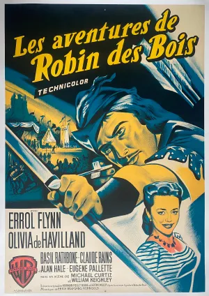 Affiche entoilée LES AVENTURES DE ROBIN DES BOIS Michael Curtiz ERROL FLYNN 60x80cm 50's