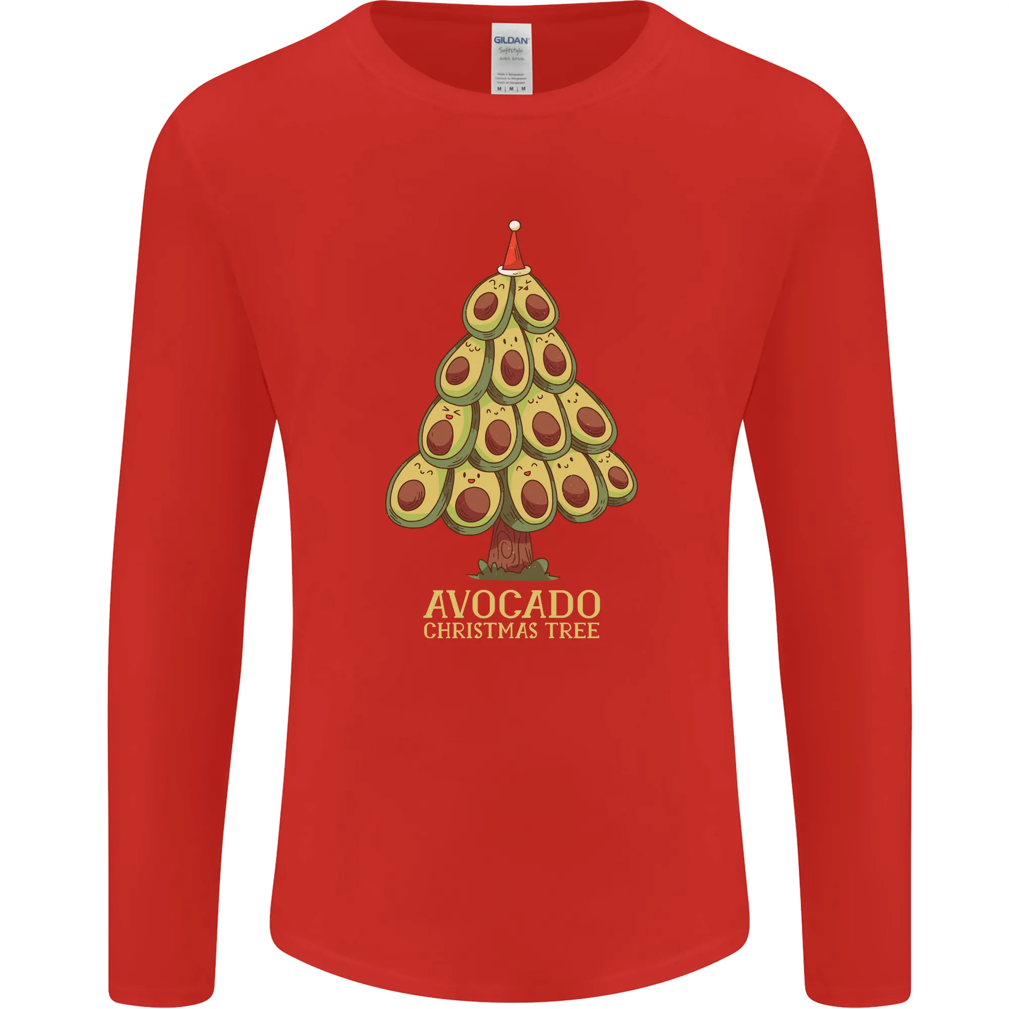 Avocado Christmas Tree Xmas Funny Food Mens Long Sleeve T-Shirt