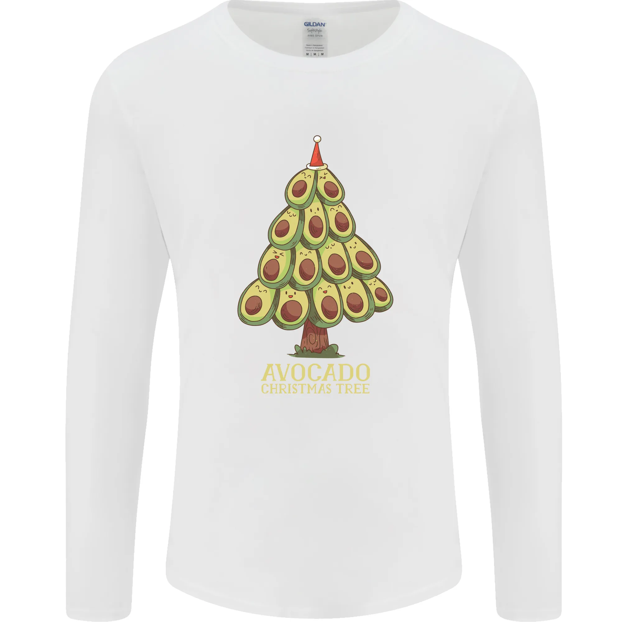 Avocado Christmas Tree Xmas Funny Food Mens Long Sleeve T-Shirt