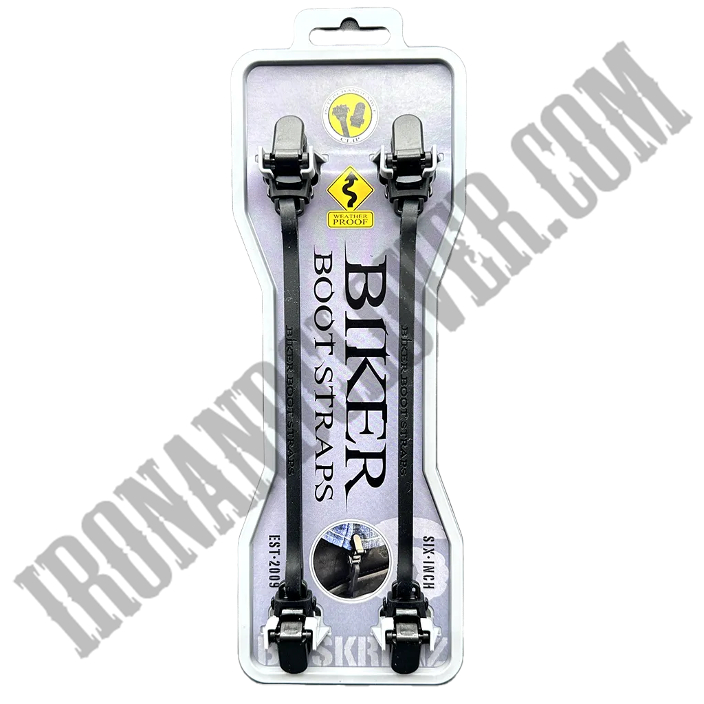 Biker Boot Straps in Basic Black Clasp 6"
