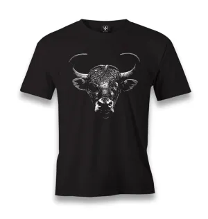 Bull with an Eye Patch Men's Black Tshirt