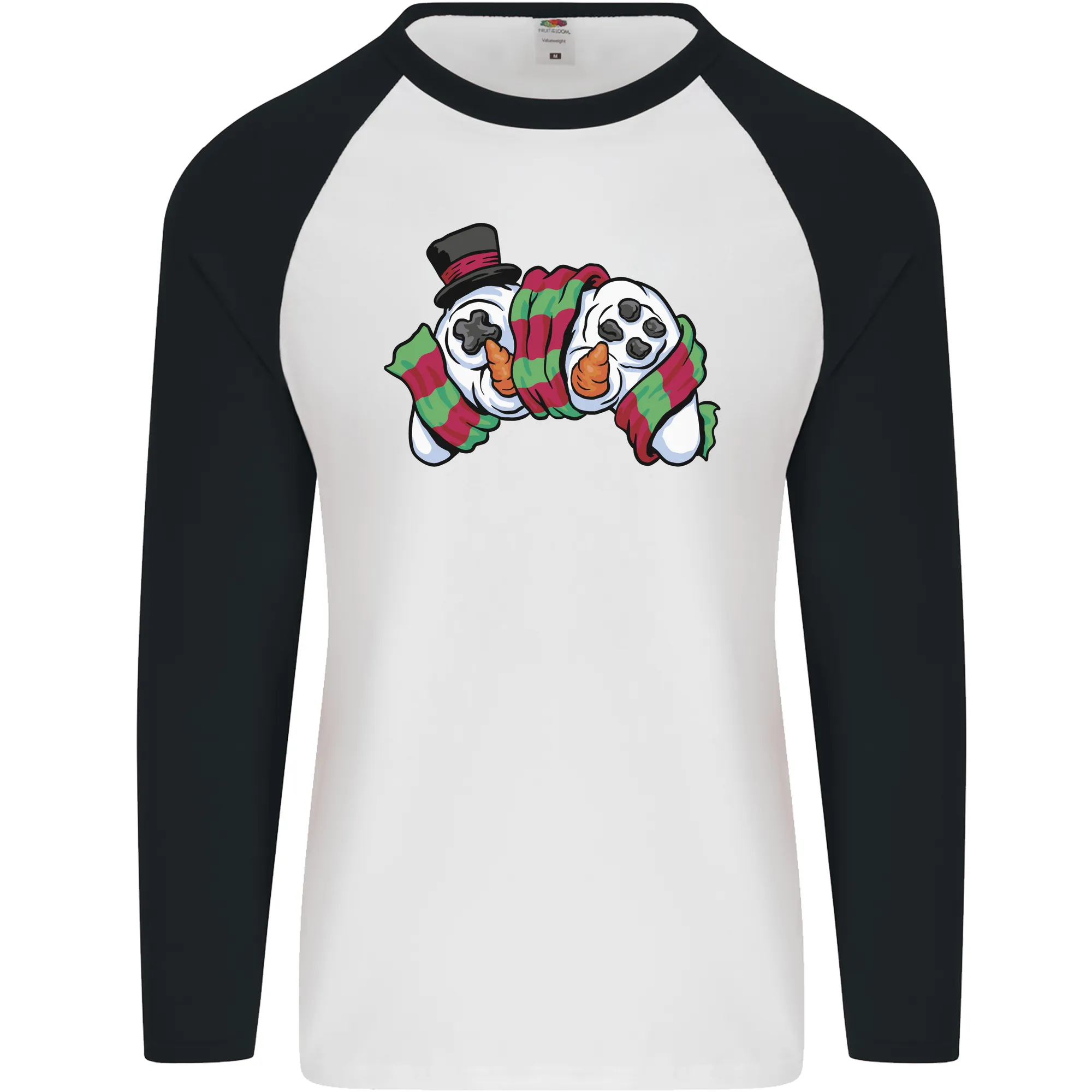 Christmas Snow Video Game Controller Joypad Xmas Mens L/S Baseball T-Shirt