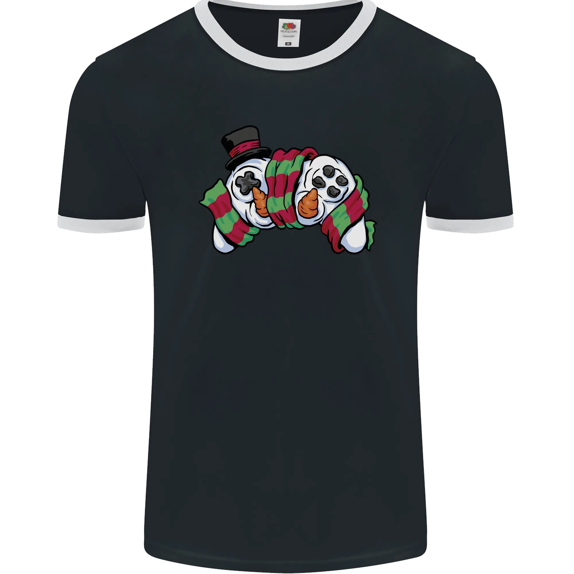Christmas Snow Video Game Controller Joypad Xmas Mens Ringer T-Shirt FotL