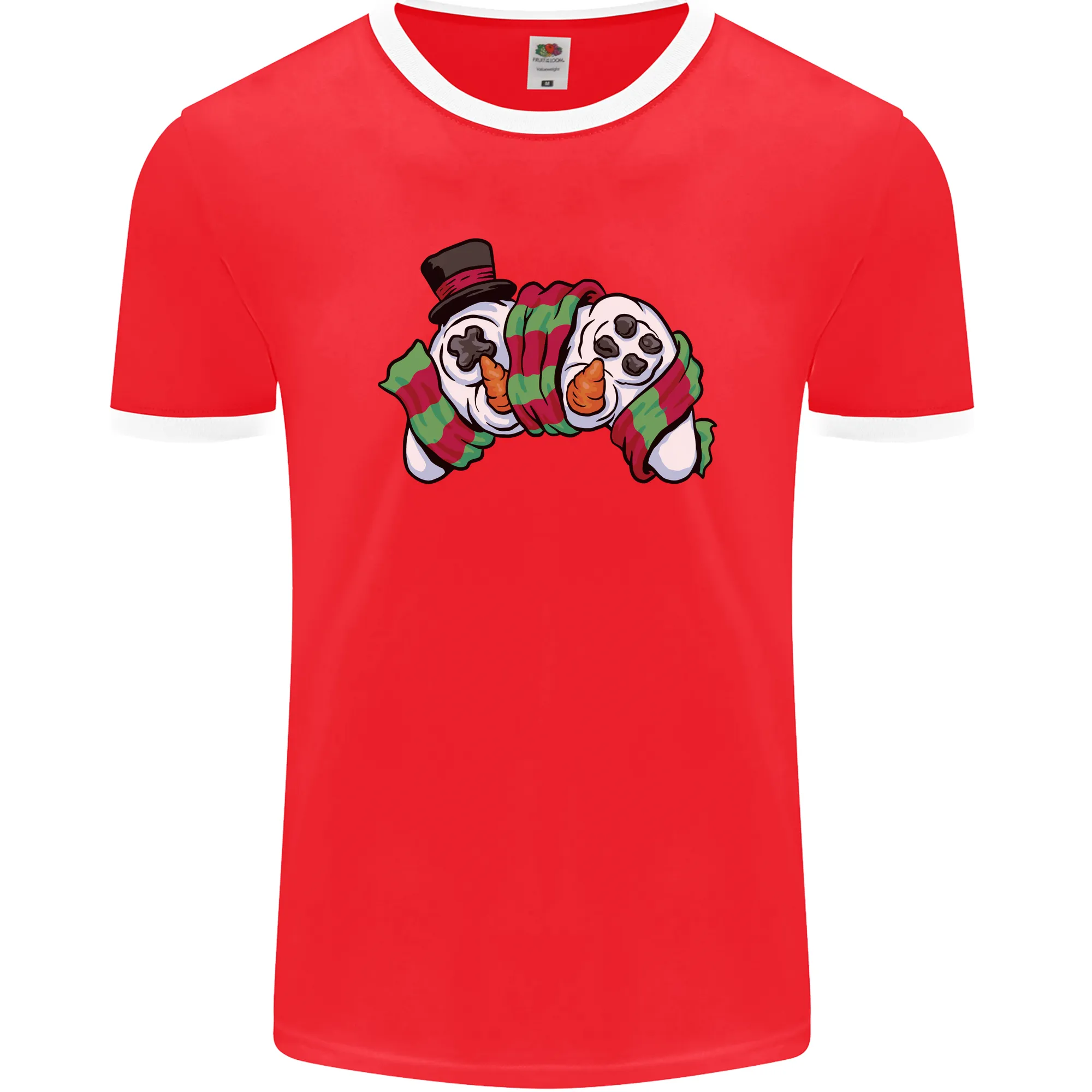 Christmas Snow Video Game Controller Joypad Xmas Mens Ringer T-Shirt FotL