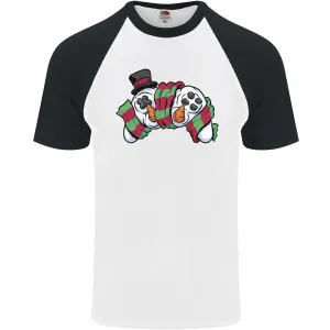 Christmas Snow Video Game Controller Joypad Xmas Mens S/S Baseball T-Shirt