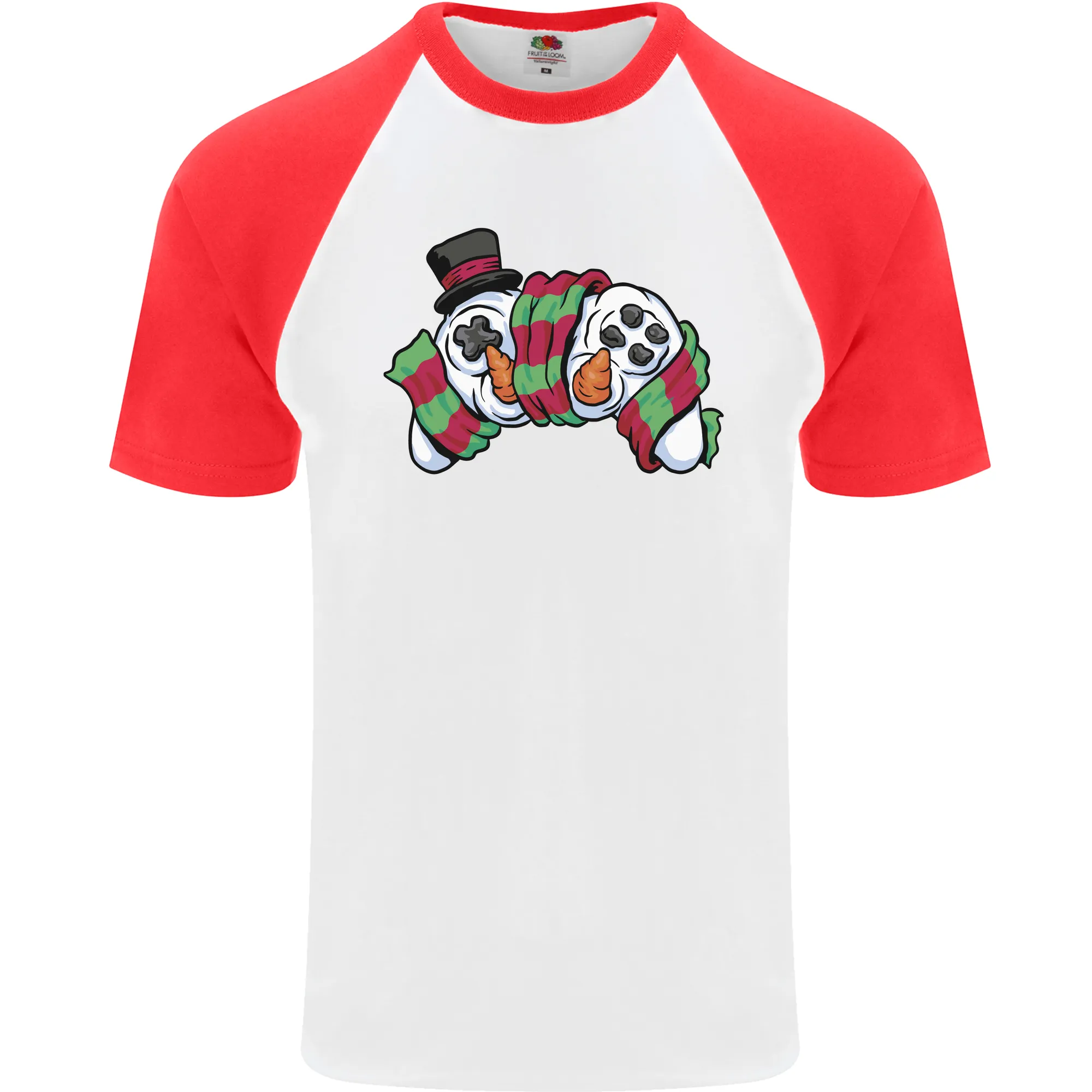 Christmas Snow Video Game Controller Joypad Xmas Mens S/S Baseball T-Shirt