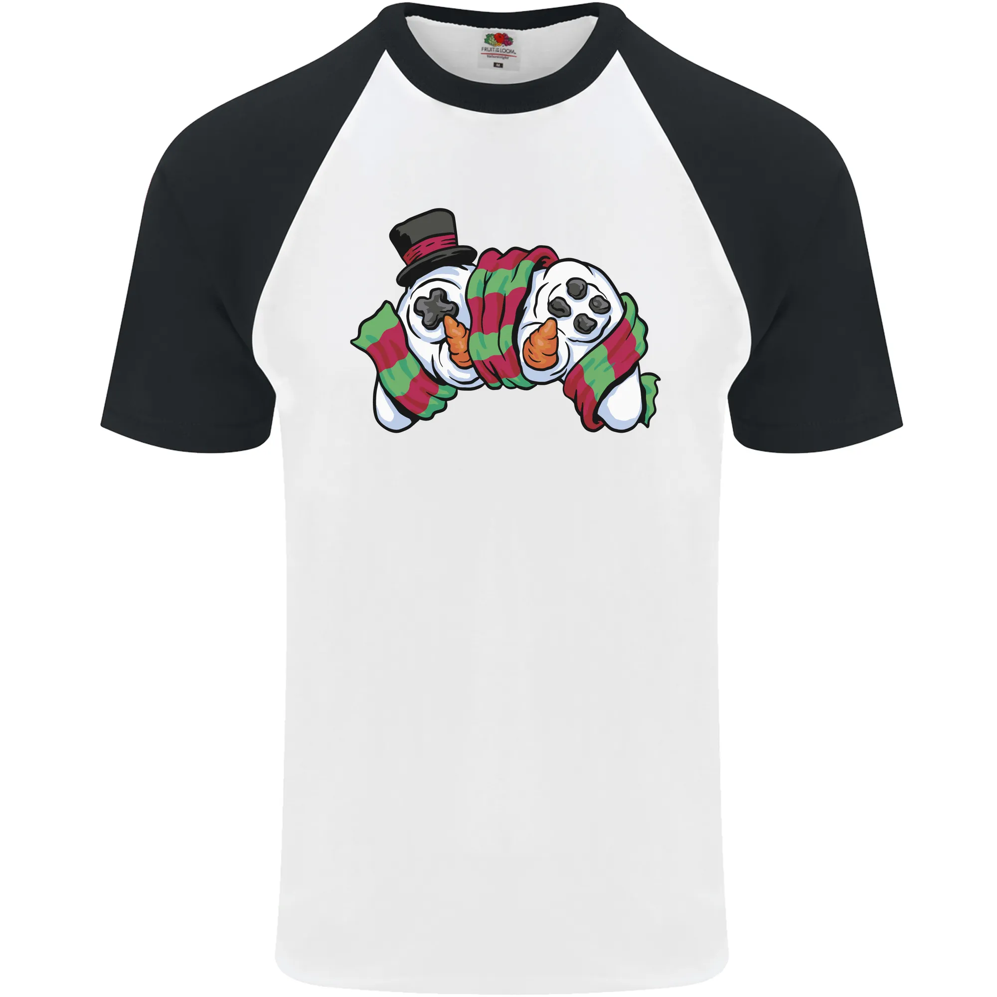 Christmas Snow Video Game Controller Joypad Xmas Mens S/S Baseball T-Shirt