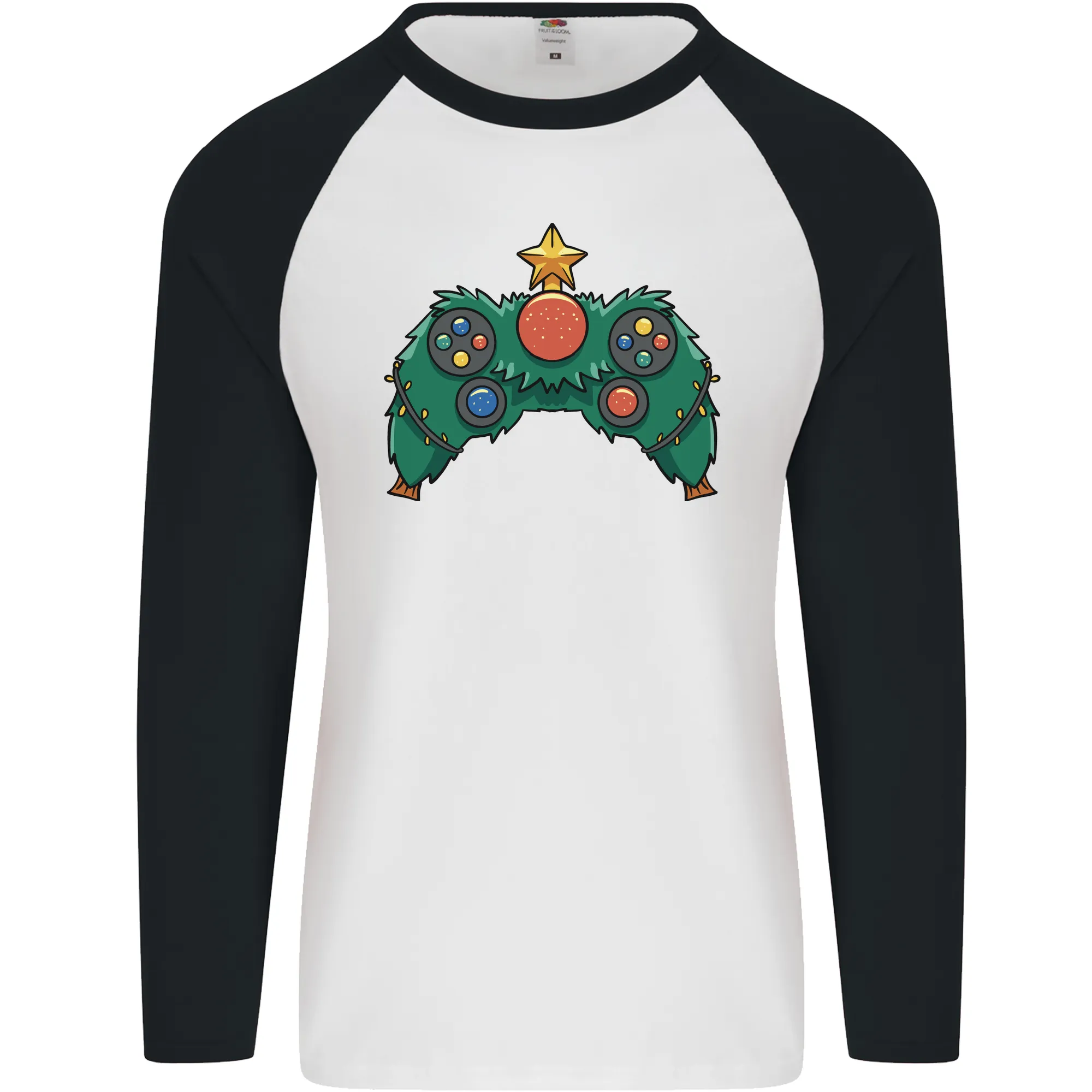 Christmas Tree Video Game Controller Joypad Xmas Mens L/S Baseball T-Shirt