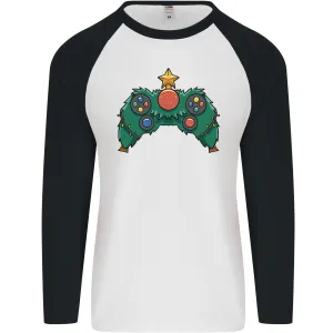Christmas Tree Video Game Controller Joypad Xmas Mens L/S Baseball T-Shirt