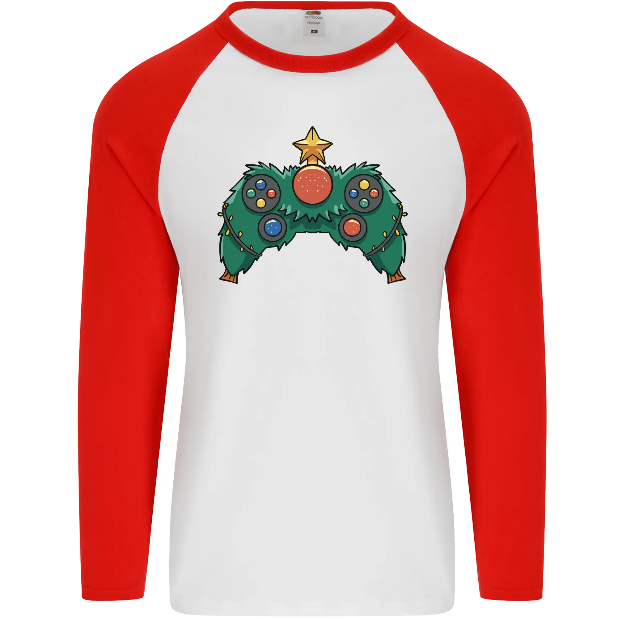 Christmas Tree Video Game Controller Joypad Xmas Mens L/S Baseball T-Shirt