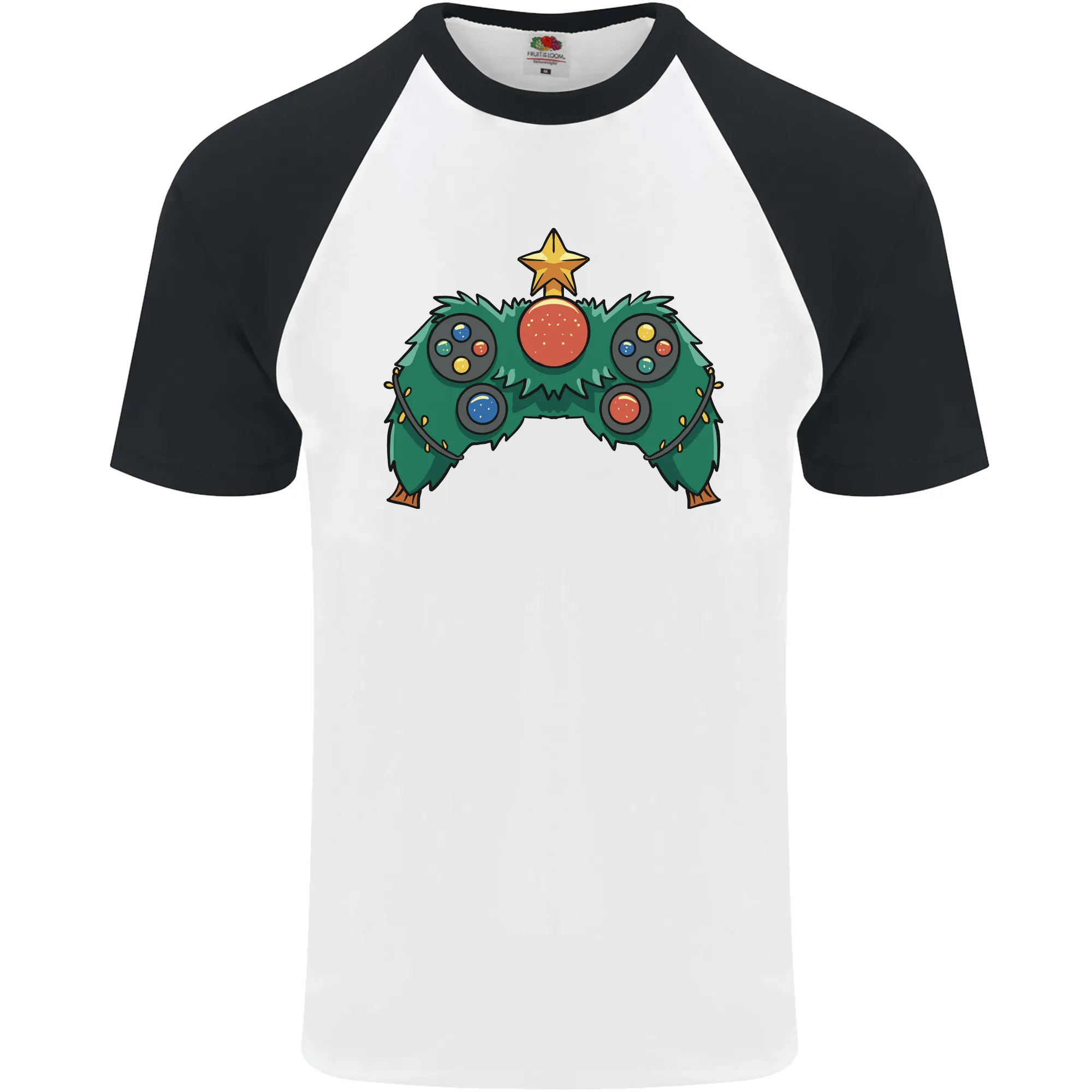 Christmas Tree Video Game Controller Joypad Xmas Mens S/S Baseball T-Shirt