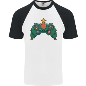 Christmas Tree Video Game Controller Joypad Xmas Mens S/S Baseball T-Shirt