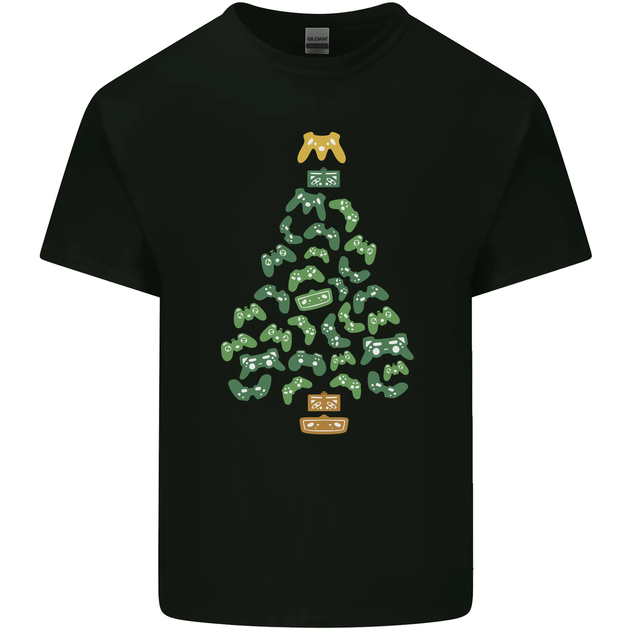 Christmas Video Game Controller Tree Joypad Xmas Mens Light Cotton T-Shirt