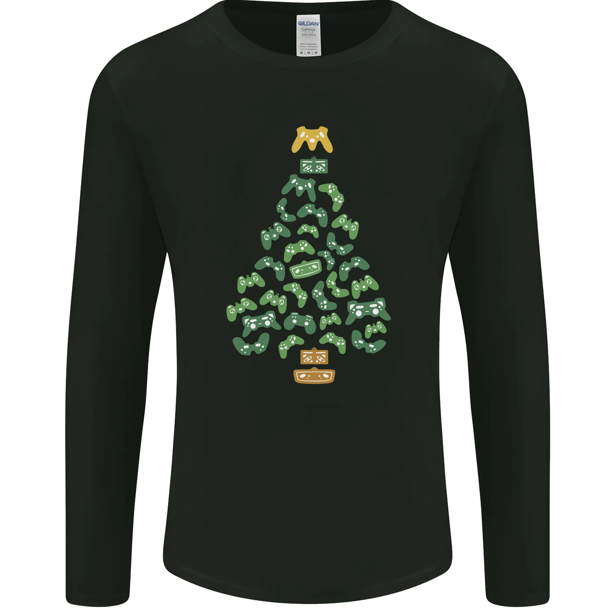 Christmas Video Game Controller Tree Joypad Xmas Mens Long Sleeve T-Shirt