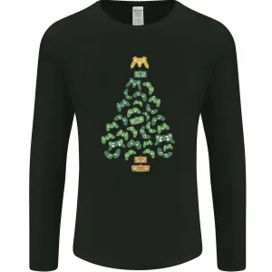 Christmas Video Game Controller Tree Joypad Xmas Mens Long Sleeve T-Shirt