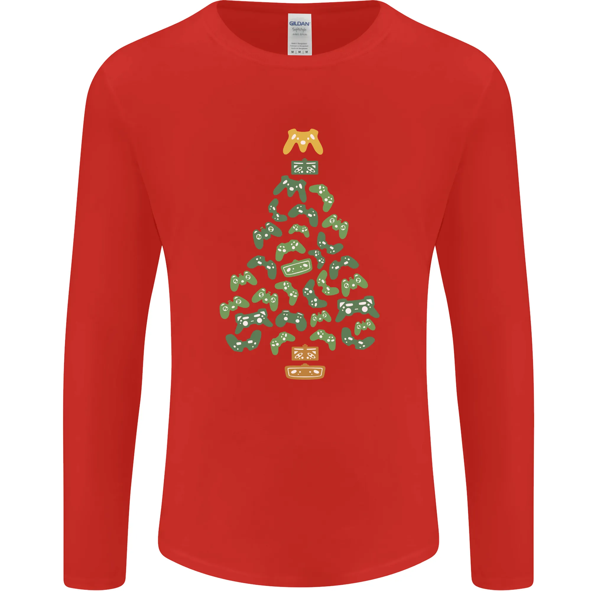 Christmas Video Game Controller Tree Joypad Xmas Mens Long Sleeve T-Shirt