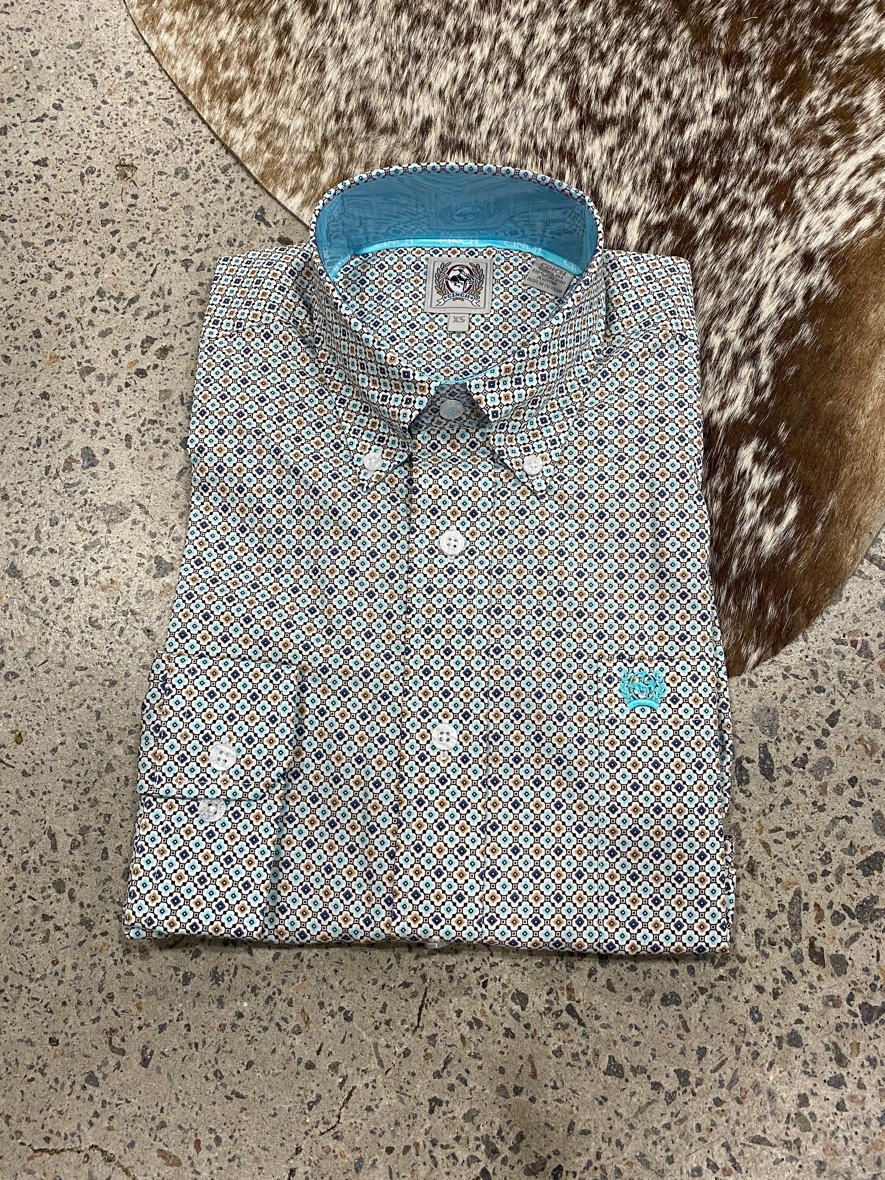 Cinch Men’s Ryder Teal/Brown Shirt