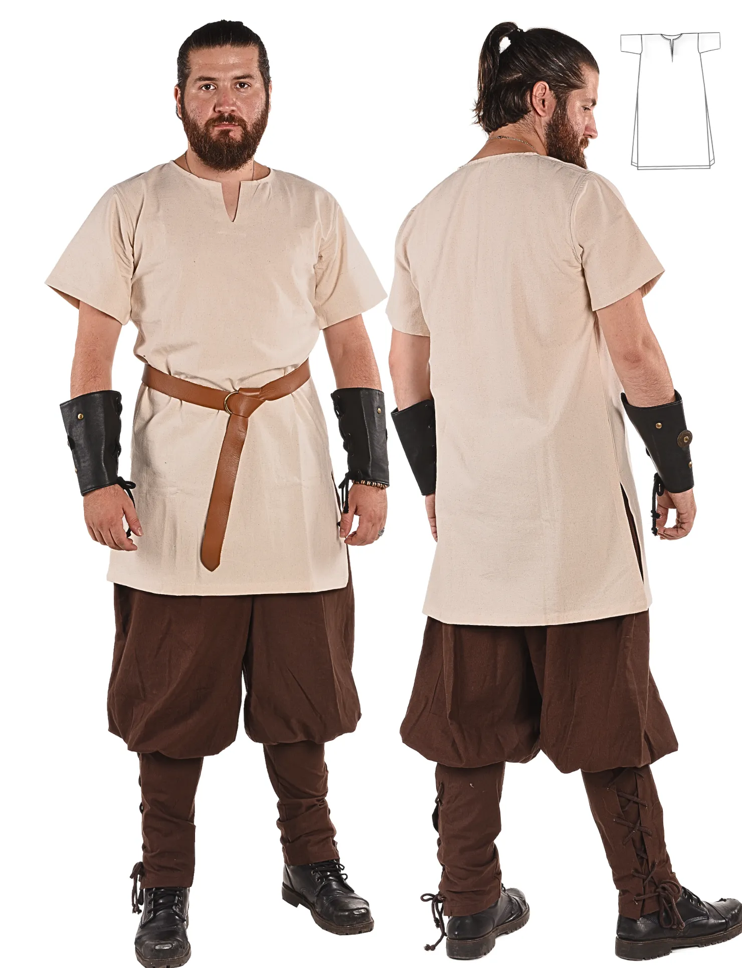 CORA Cotton Canvas Tunics  - Men's Medieval & Viking  Short Sleeve Tunic