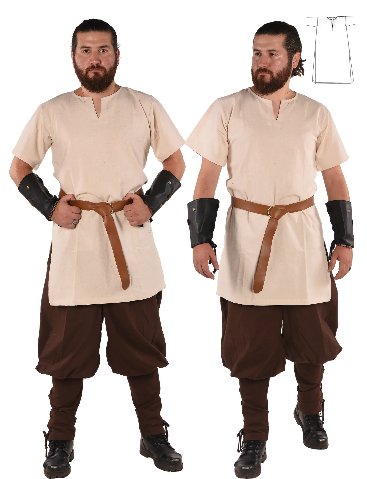 CORA Cotton Canvas Tunics  - Men's Medieval & Viking  Short Sleeve Tunic