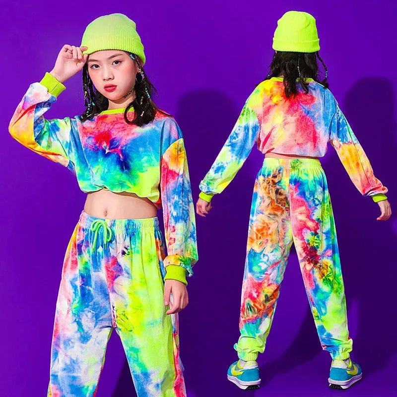 Costumes for Kids: Hip Hop Dance Outfit, Multicolor Sweatshirt & Casual Pants for Jazz & Ballroom Stage
