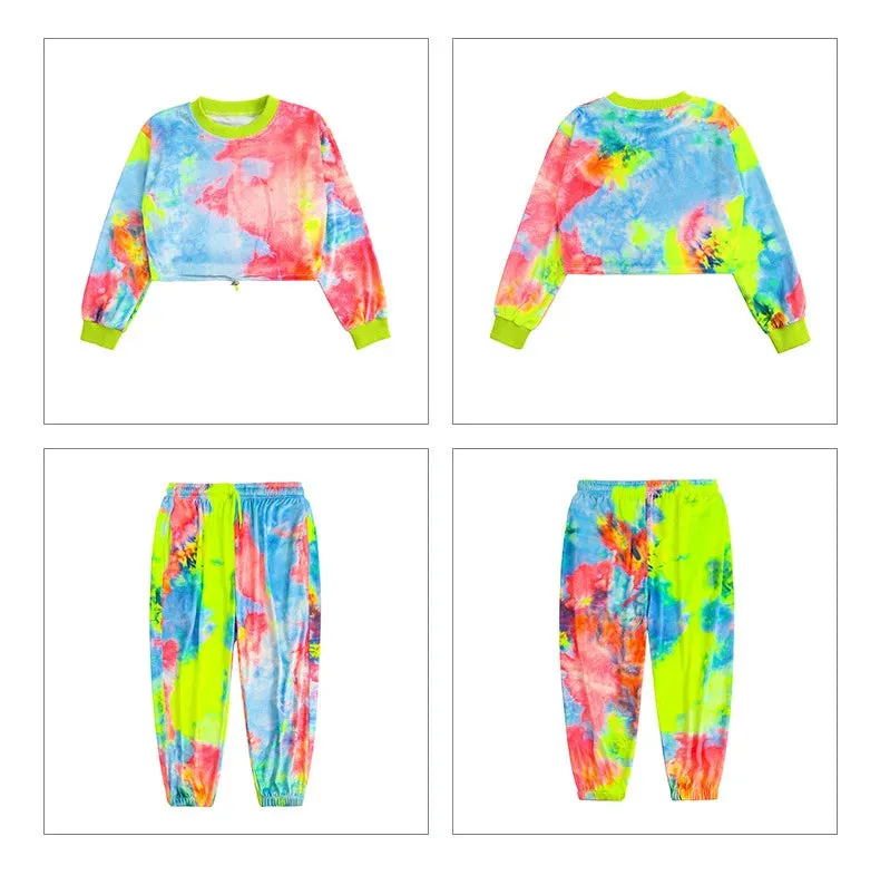Costumes for Kids: Hip Hop Dance Outfit, Multicolor Sweatshirt & Casual Pants for Jazz & Ballroom Stage