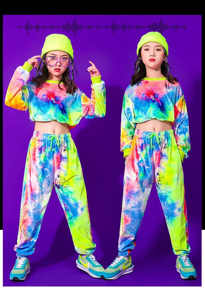 Costumes for Kids: Hip Hop Dance Outfit, Multicolor Sweatshirt & Casual Pants for Jazz & Ballroom Stage