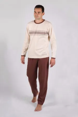 Dilios Branded T-Shirt & Trouser For Men's-Brown & Skin Combo Pack