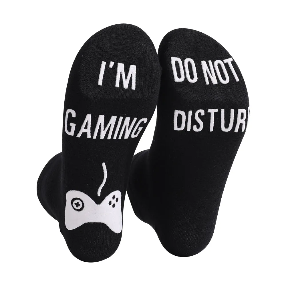DO NOT DISTURB Short Socks - Men's Mid-Tube Game Socks with Glue Letter Printing