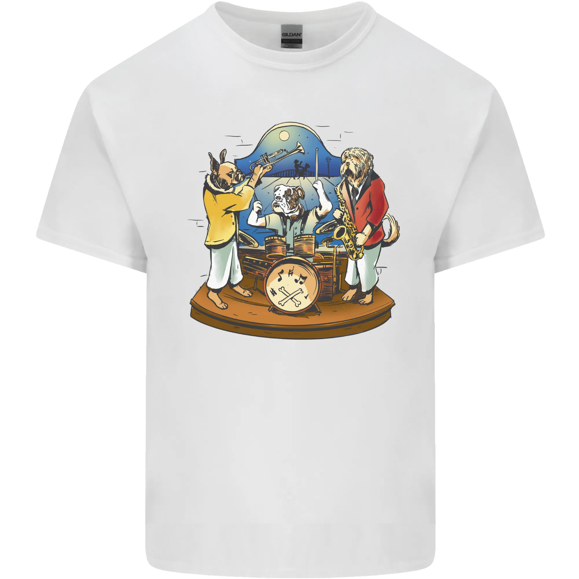 Dog Jazz Band Funny Music Mens Light Cotton T-Shirt