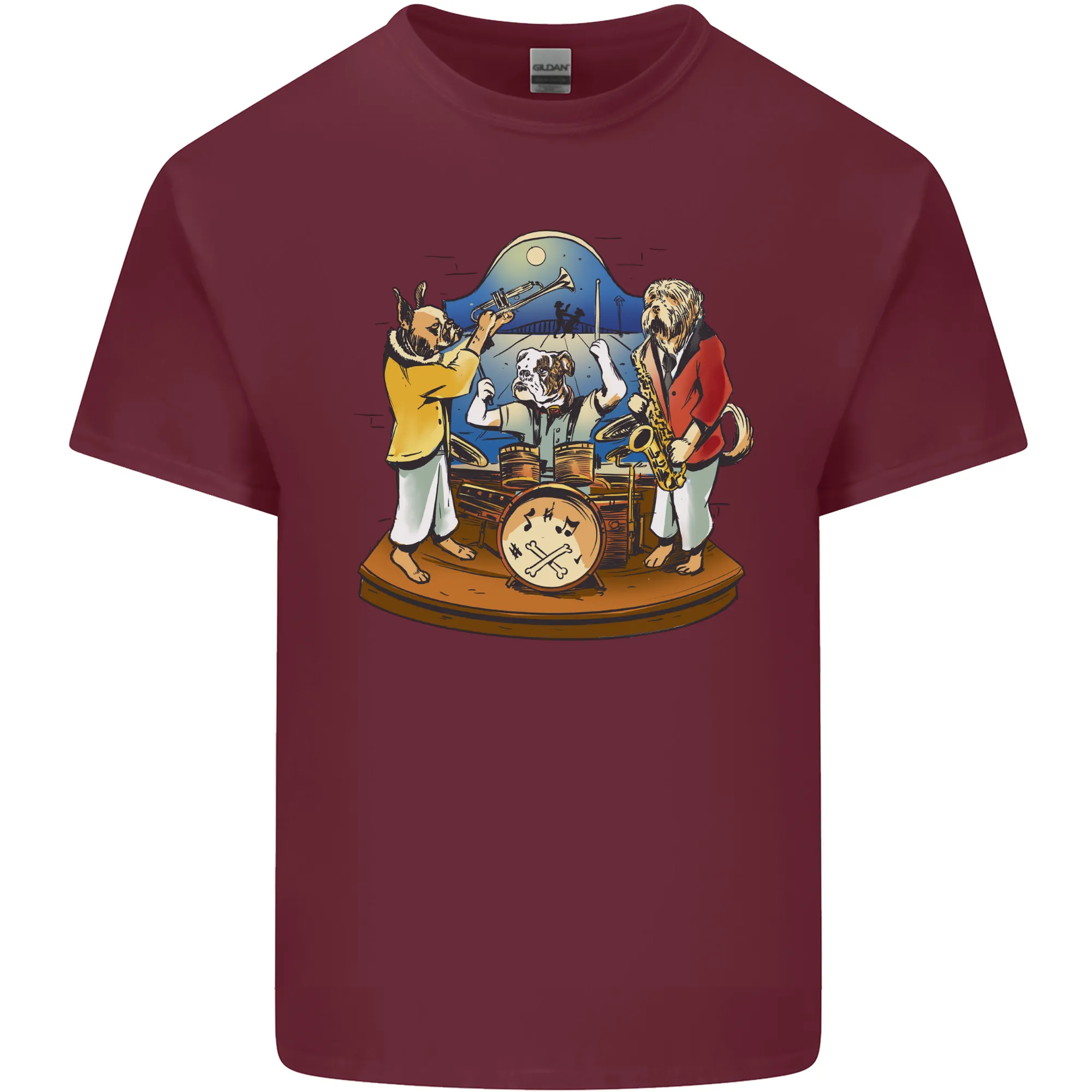 Dog Jazz Band Funny Music Mens Light Cotton T-Shirt