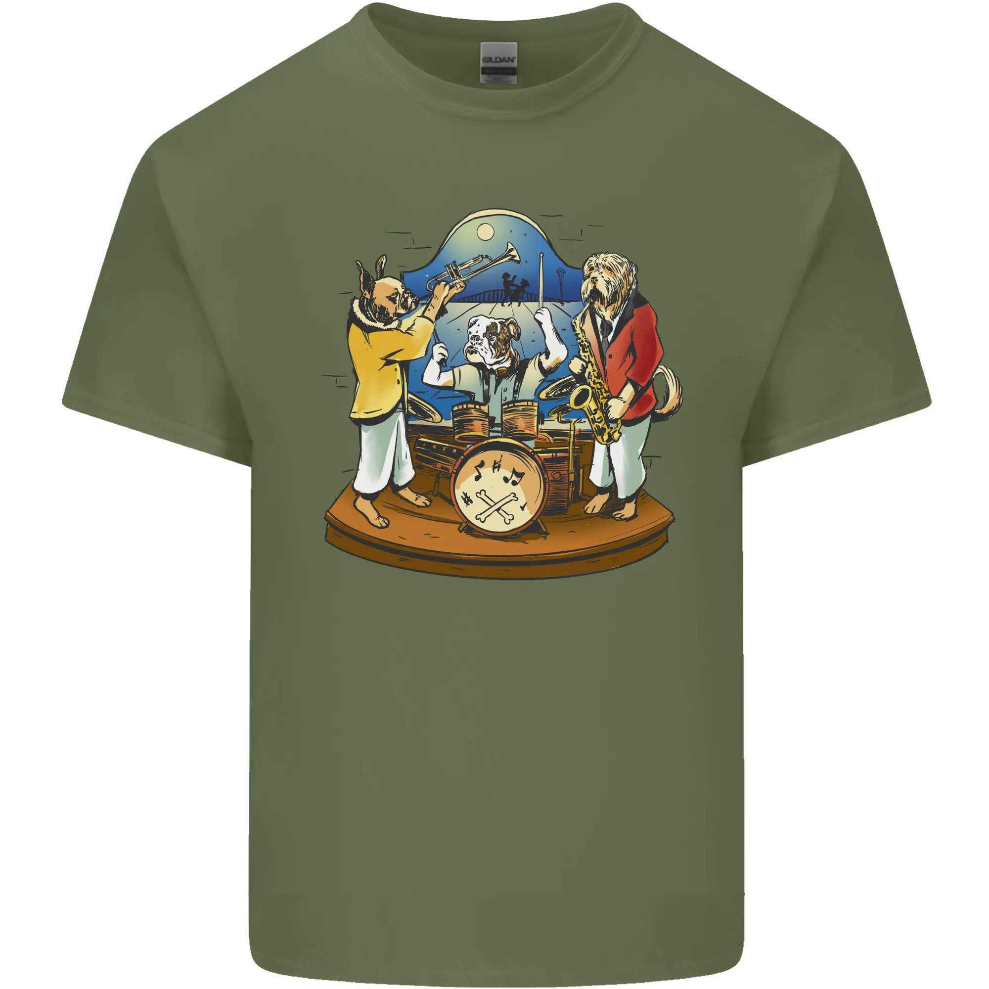 Dog Jazz Band Funny Music Mens Light Cotton T-Shirt