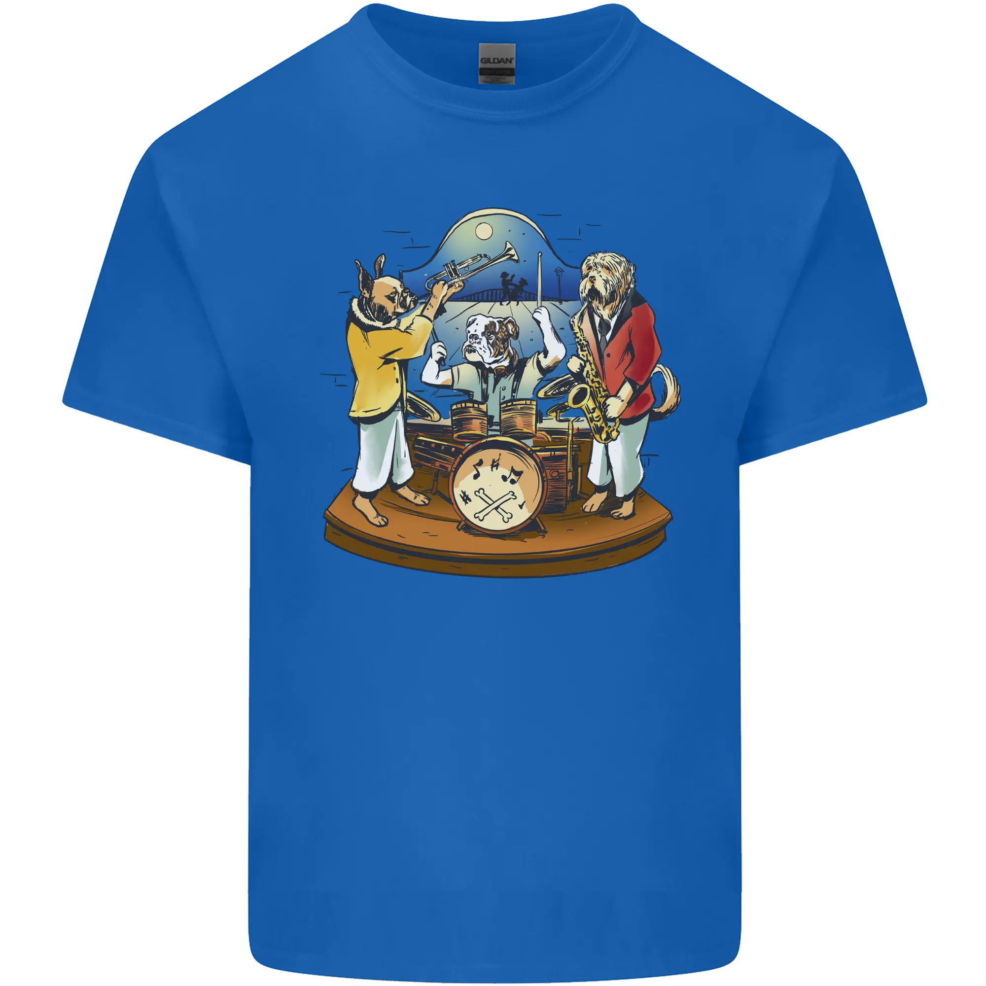 Dog Jazz Band Funny Music Mens Light Cotton T-Shirt