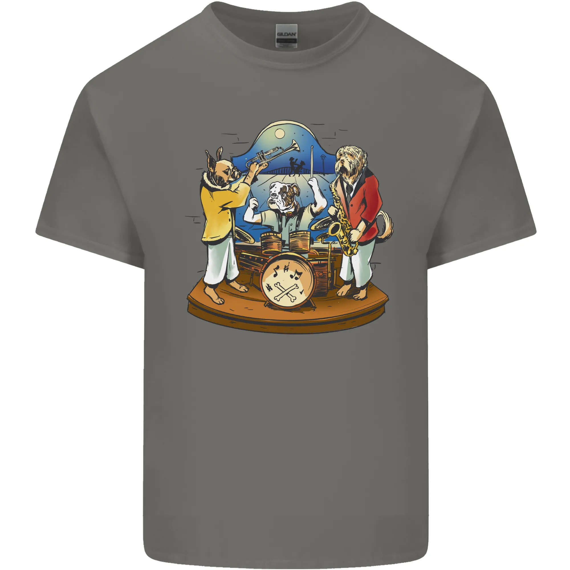 Dog Jazz Band Funny Music Mens Light Cotton T-Shirt