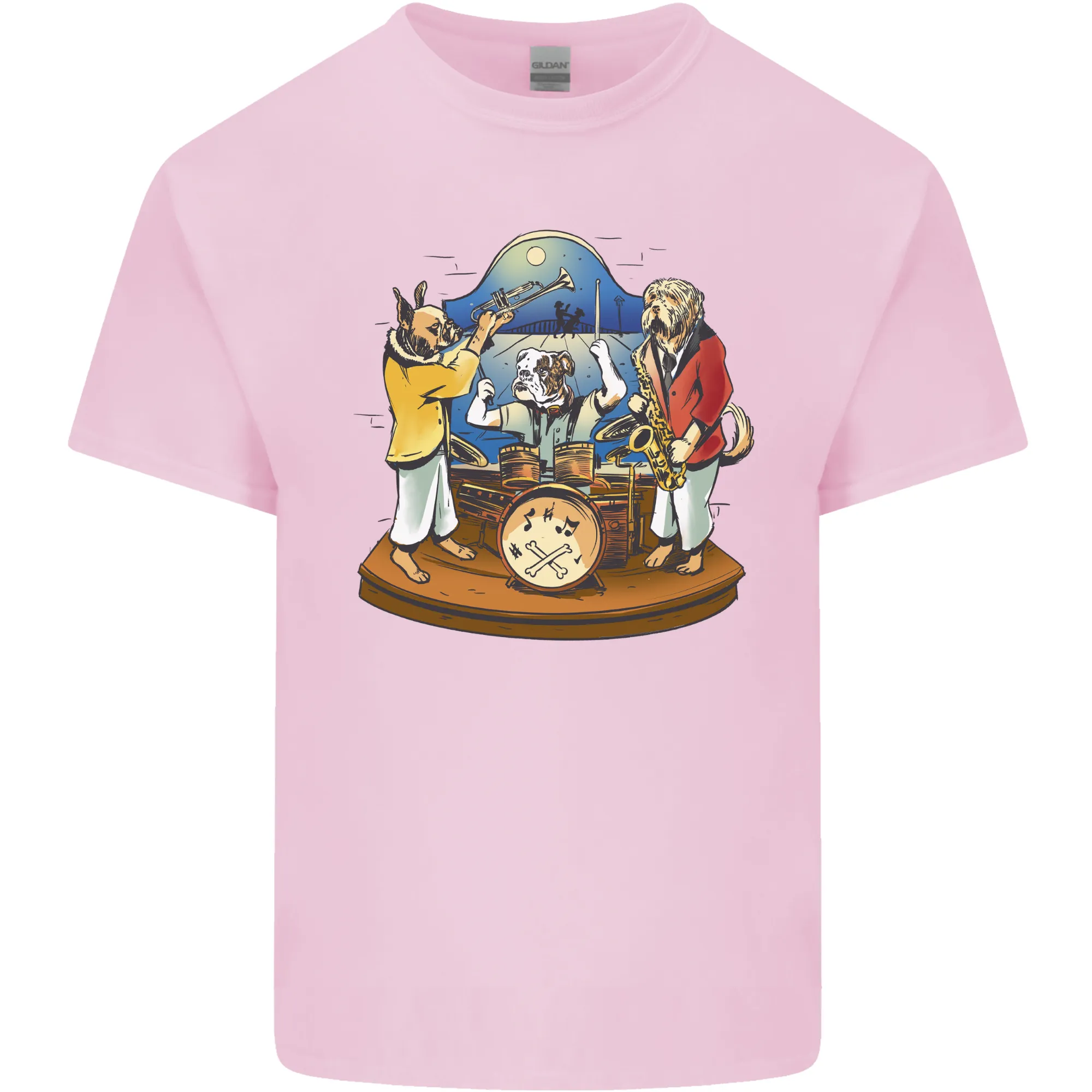 Dog Jazz Band Funny Music Mens Light Cotton T-Shirt
