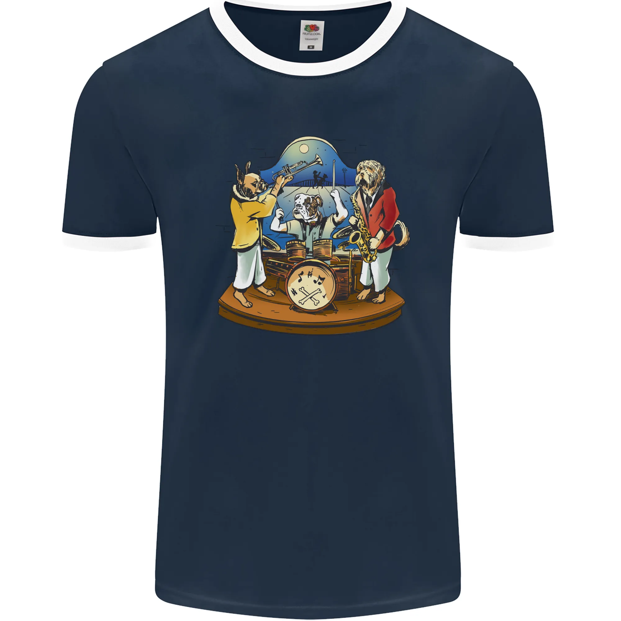 Dog Jazz Band Funny Music Mens Ringer T-Shirt FotL