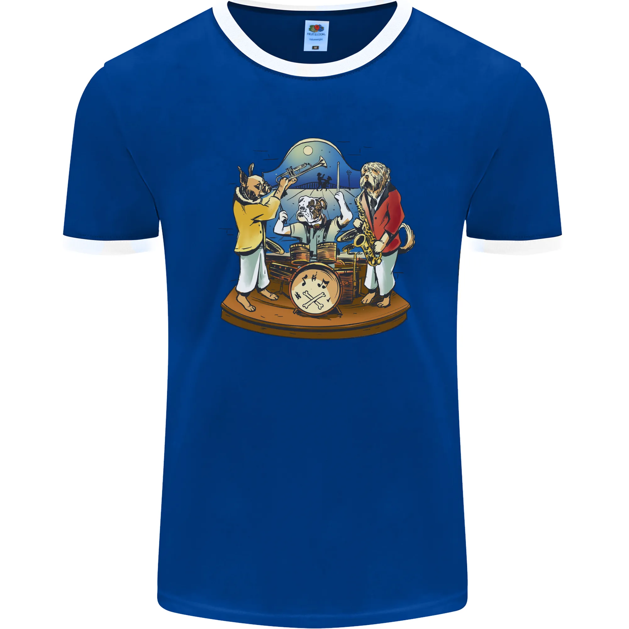 Dog Jazz Band Funny Music Mens Ringer T-Shirt FotL