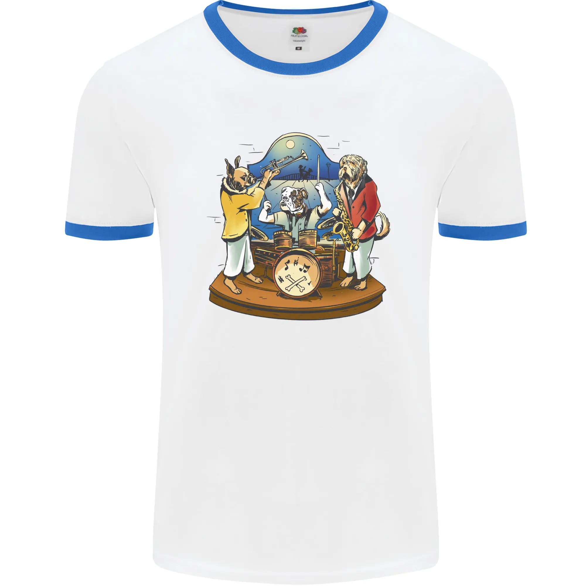 Dog Jazz Band Funny Music Mens Ringer T-Shirt