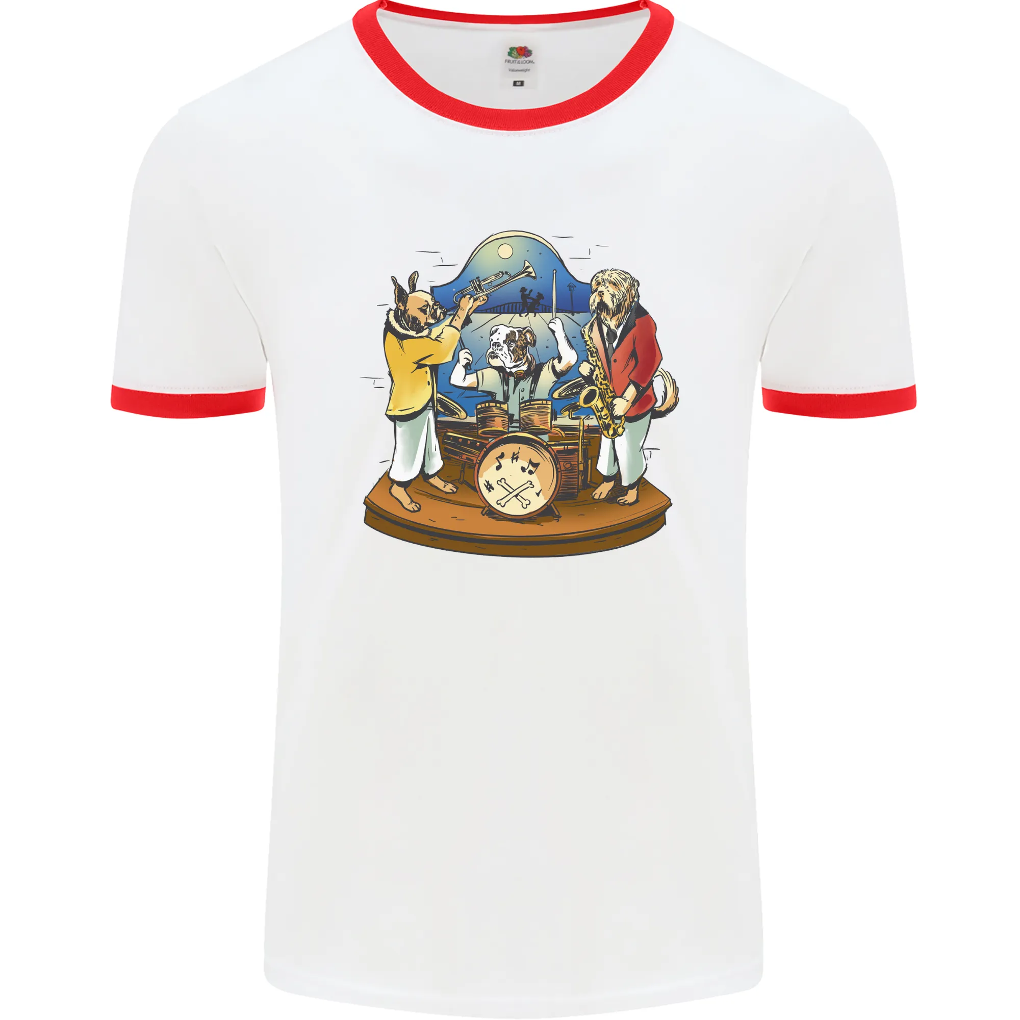 Dog Jazz Band Funny Music Mens Ringer T-Shirt