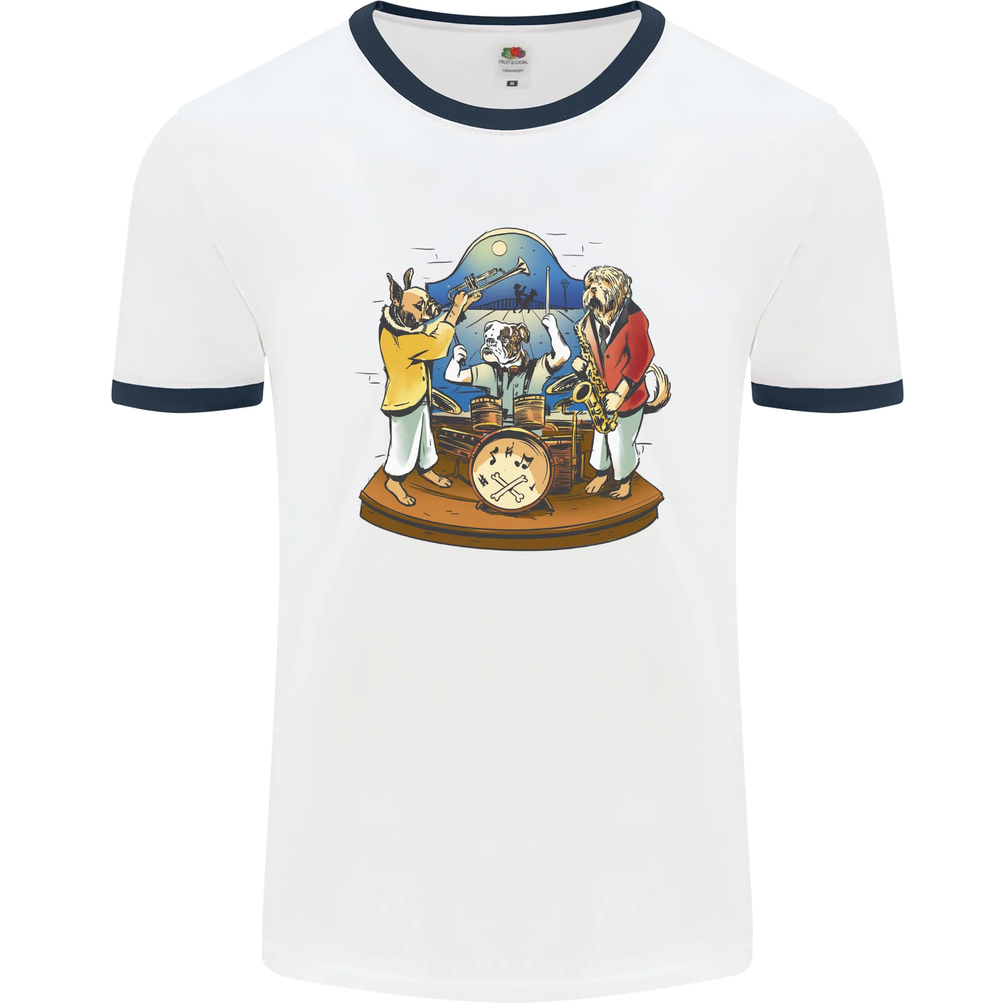 Dog Jazz Band Funny Music Mens Ringer T-Shirt