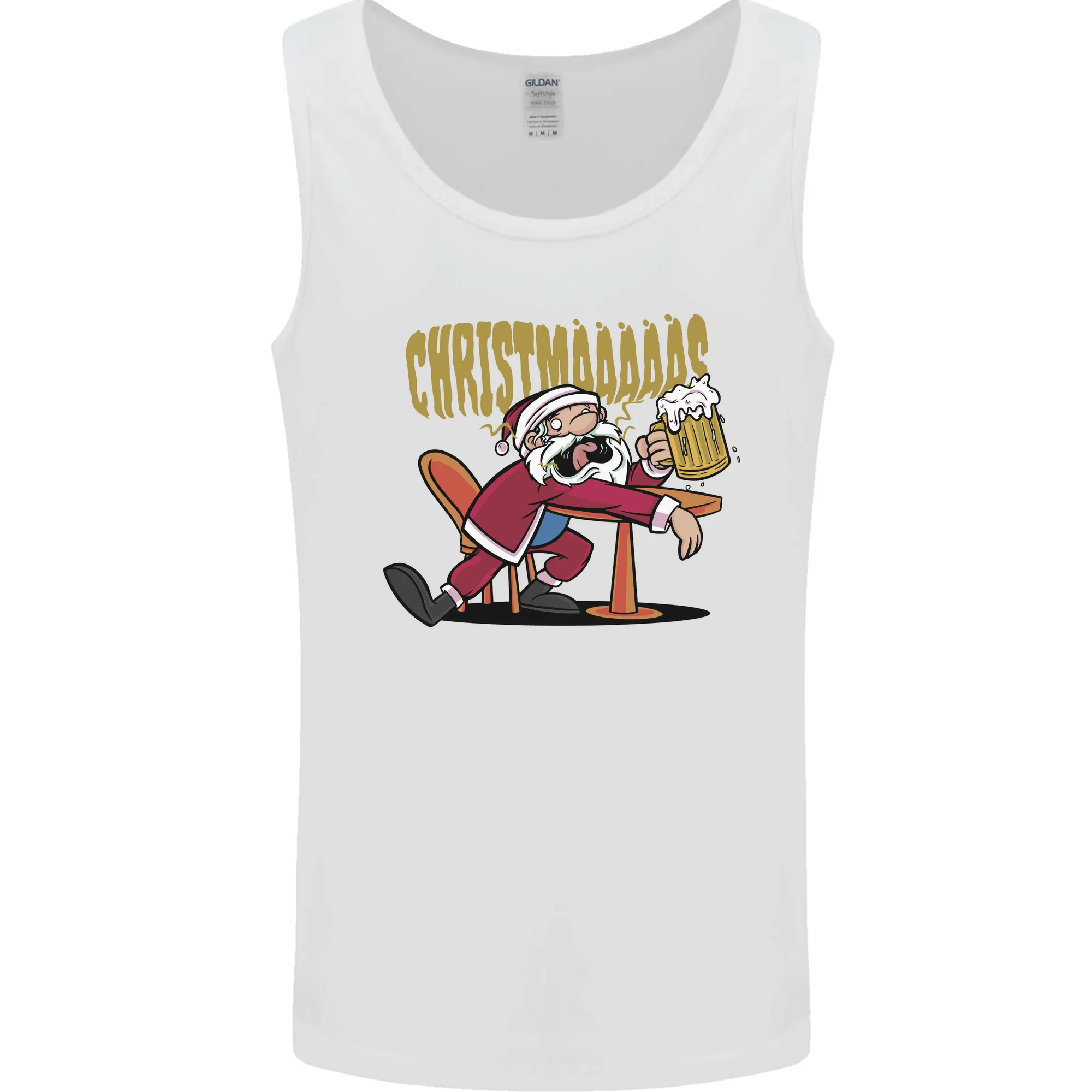 Drunk Santa Funny Christmas Alcohol Beer Xmas Mens Vest Tank Top