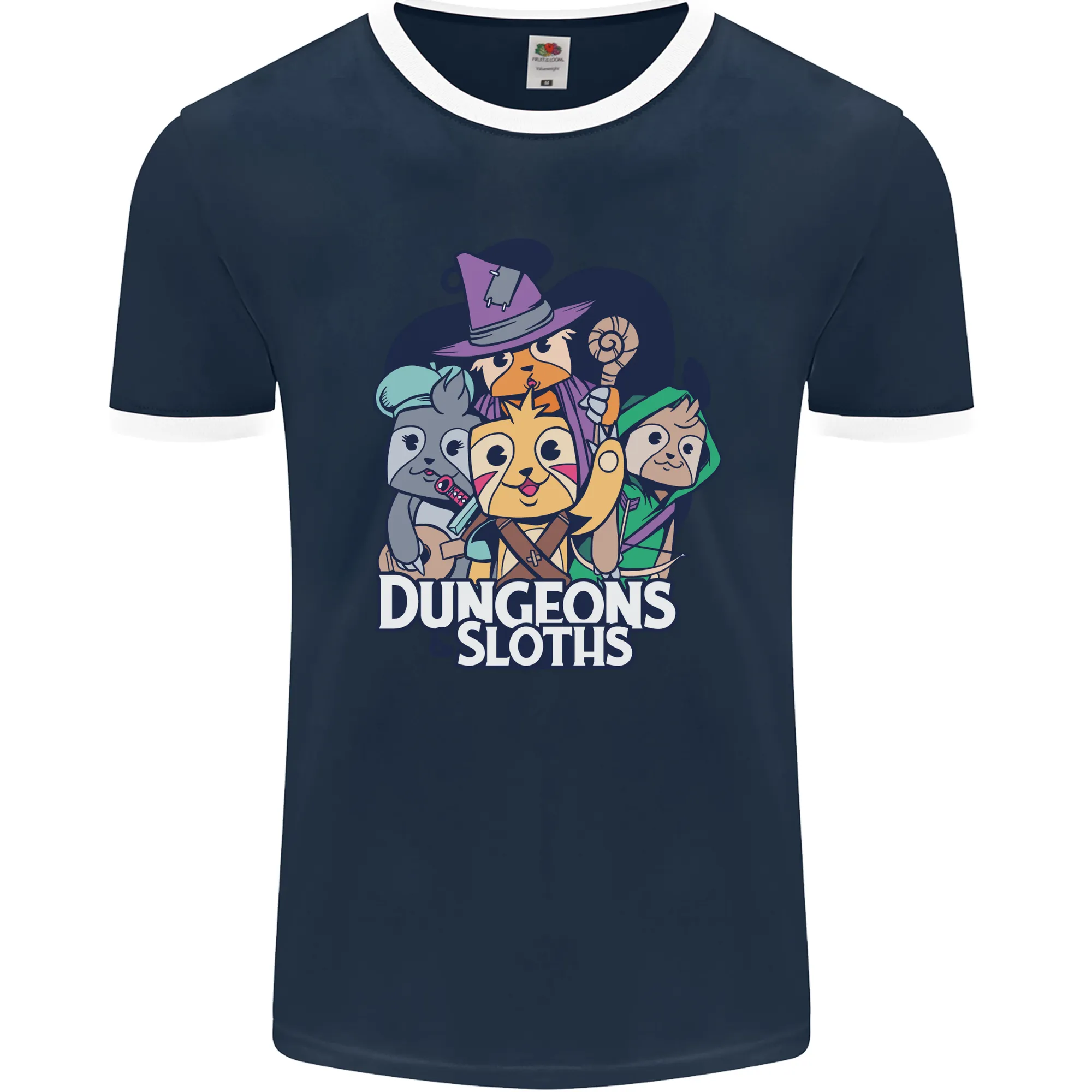 Dungeons & Sloths Role Play Games RPG Mens Ringer T-Shirt FotL